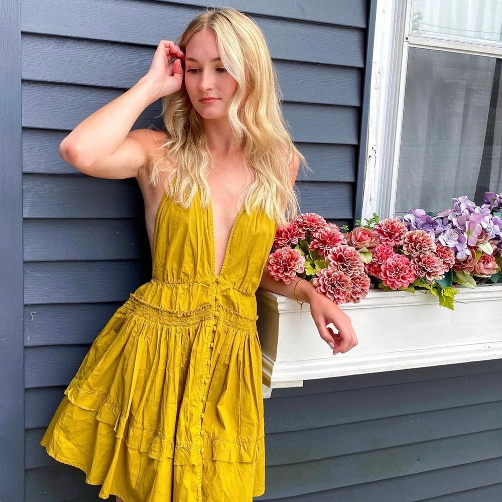 Free People Deep V mini dress